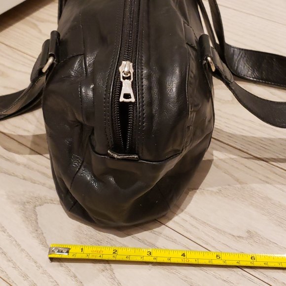 m0851 Black Leather Tennis Bag - Picture 5 of 6